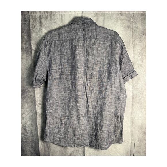 Banana Republic Men’s 100% Linen Short Sleeve Shirt Camden Fit Gray Size Medium - Picture 3 of 6